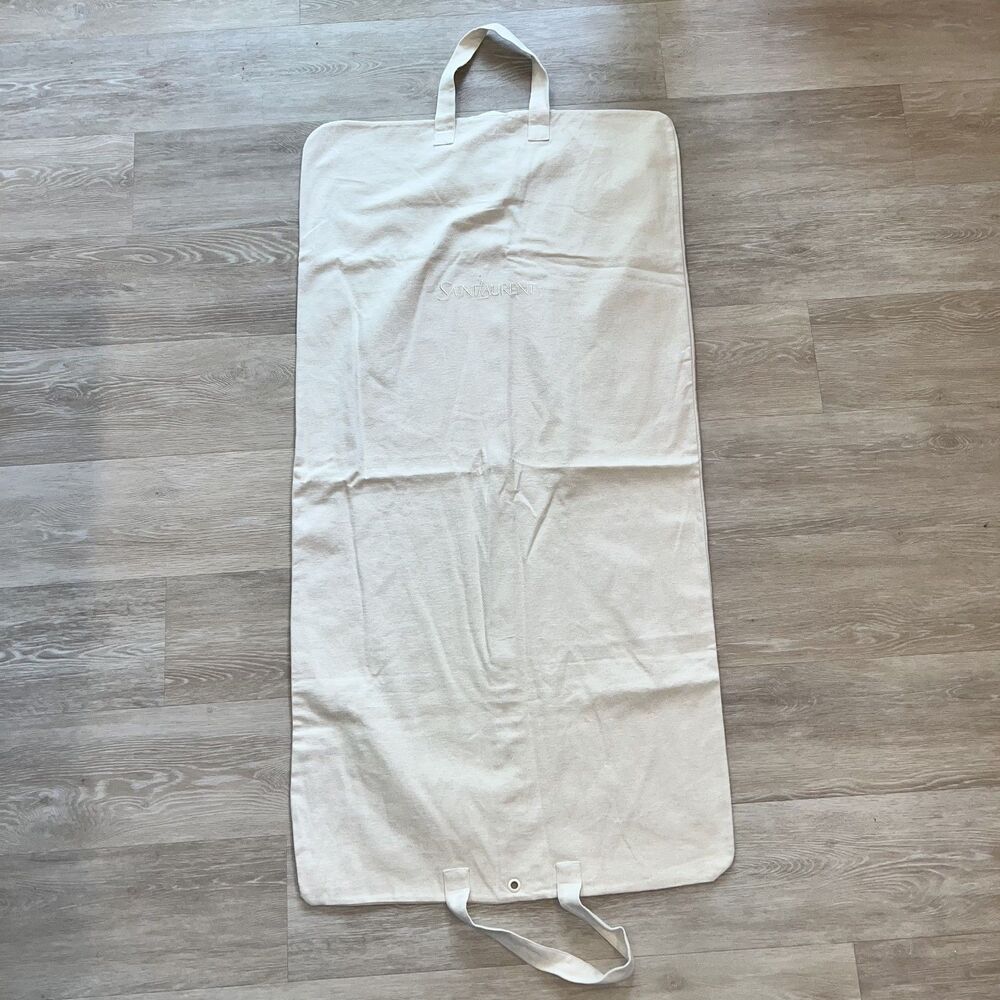 Saint Laurent Cream Flannel Garment Dust Bag Storage Travel Cotton 23" x 46"